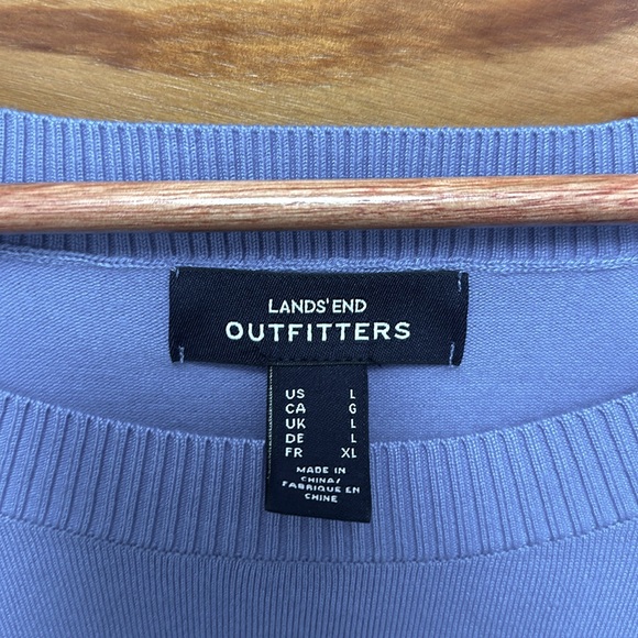 Lands End Outfitters crew neck sweater size Large 3/4 sleeves color powder blue - Picture 2 of 5